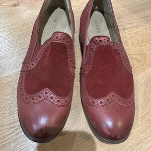 Franco Sarto Burgundy Leather and Suede Loafers